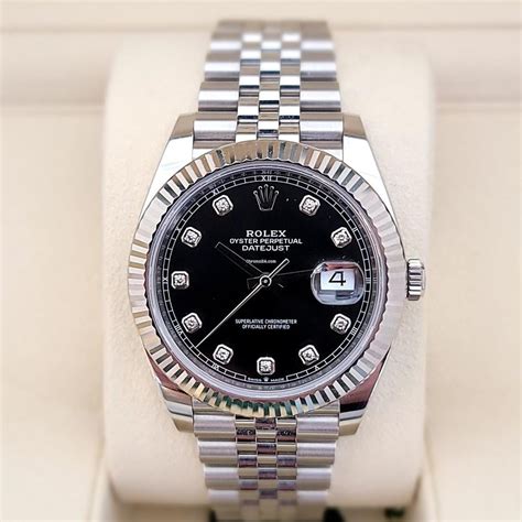 rolex datejust 41 silver diamond dial|Rolex Datejust diamond bezel.